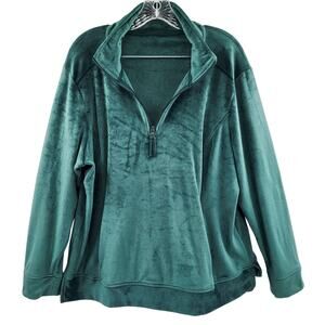 Emerald Green Quarter-Zip Long-sleeves Sweatshirt Women's Plus Size XXL